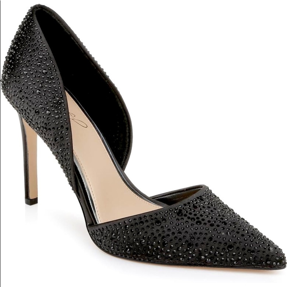 Jewel Badgley Mischka Justice pointy toe Embelished pump/ sold out everywhere